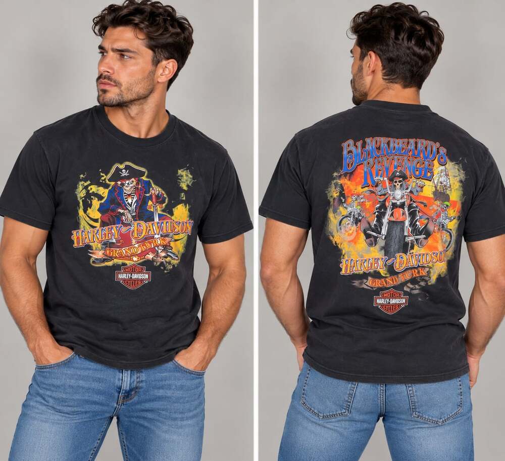 Harley Davidson Blackbeard's Revenge T-Shirt 100% cotton